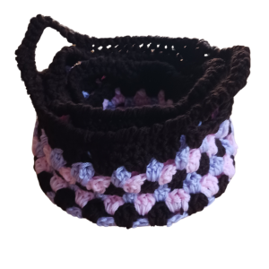 Pink, Purple, & Brown Baskets Set of 3